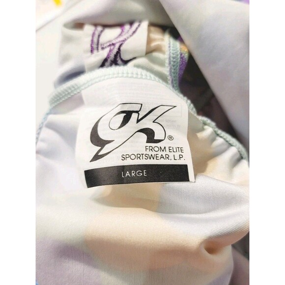 GK Elite VTG Holographic Shimmer Flower Power Cutout Leotard Bodysuit AL Adult L - Picture 16 of 16